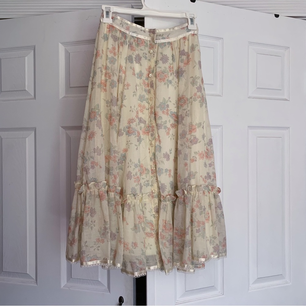 Rare Gunne Sax Floral midi skirt SIZE 7